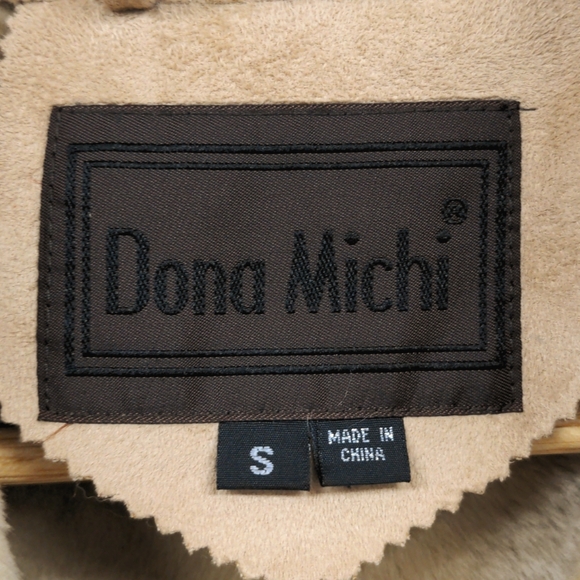 NWOT Dona Michi Suede Faux Fur Lined Button Up Jacket Size Small - Picture 3 of 9